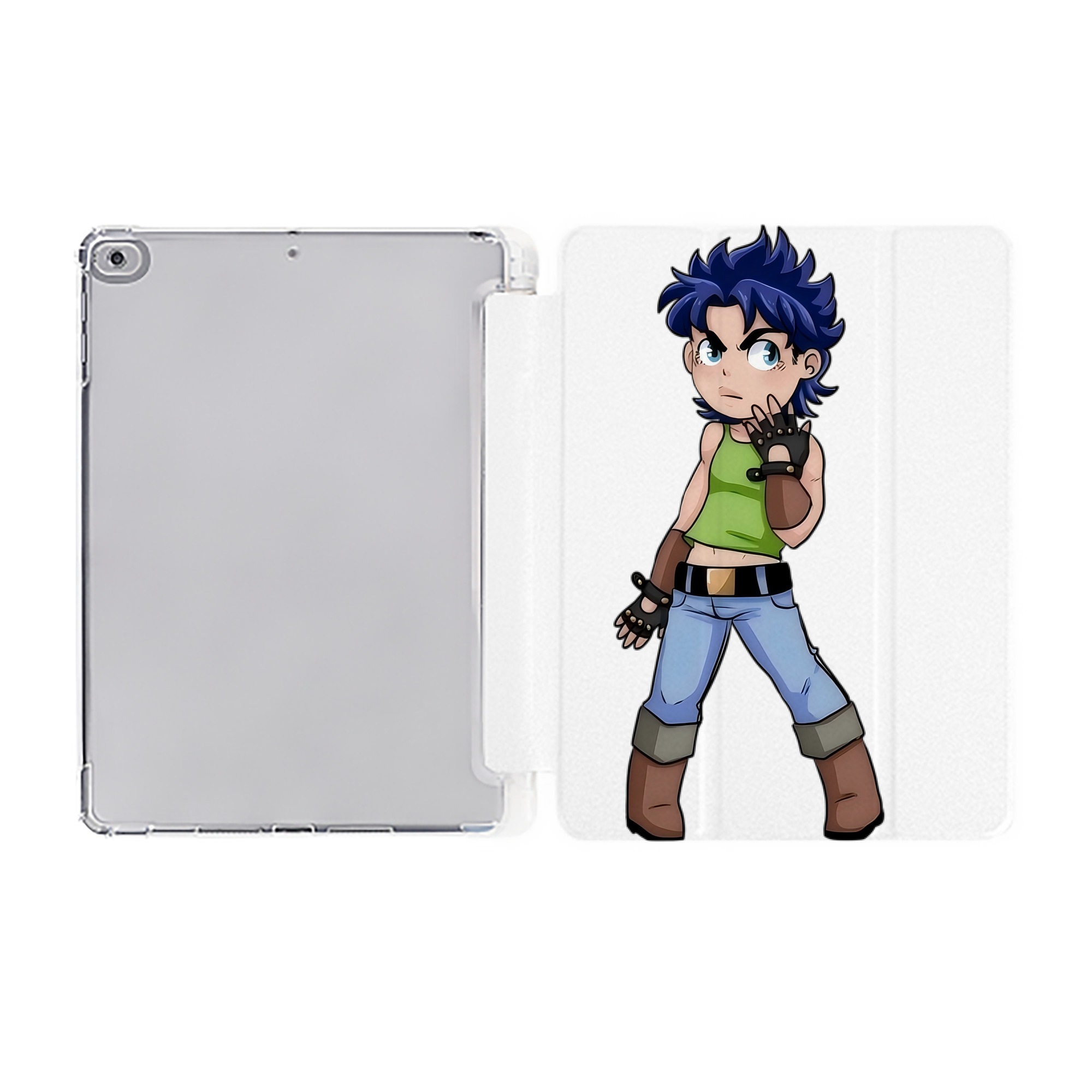 （画像用） ジョジョの奇妙な冒険 広瀨康一 JoJo's Bizarre Adventure Hirose Koichi IPad ケース ペン収納付き 三つ折りスタンド PUレザー×シリコン 対応機種9.5/10.5/10.9インチ